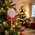 thumbnail image 4 of Clearance Under $1 Christmas Lollipop Ornament, Glitter Candy Hanging Decor, 1PC, 21x8.8cm, Xmas Tree Pendant, Red (A), 4 of 5