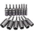 thumbnail image 1 of 14 piezas de dados de impacto de 6 a 19 mm, profundidad de mecanizado de dados hexagonales de 34 mm, adaptador de punta de 1/4" para destornilladores eléctricos, funda para llave de destornillador, 1 of 5