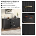 thumbnail image 7 of PPorfamilia Buffet Cabinet with Storage, Console Side Cabinet with Double Doors and 3 Drawers, Rustic Wood Sideboard Storage Cupboard for Kitchen Dining Room Entryway, Black, 7 of 7