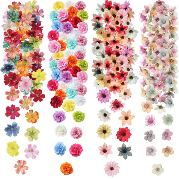 Flores artificiales con forma de ceniza, 217 unidades, seda artesanal con rosas y margaritas