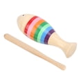 thumbnail image 3 of Instrumento de percusión de madera de arce con forma de pez, juguetes de dibujos animados para niños con palo., 3 of 14