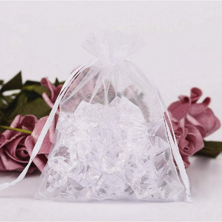 100PCS Pink Organza Bags 4x6 Inches, Casewin Mesh Sheer Organza Gift Bags  with Drawstring for Wedding Party Baby Shower Favor, Small Candy Bags