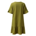 thumbnail image 5 of JIAYUE Women's Swimwear Cover-Ups V Neck Ruffle Half Sleeve Knee Length Solid Color Comfort Sexy Casual Loose Bathing Suit Cover Up Dresses, 5 of 6