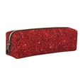 thumbnail image 1 of Easygdp Red Glitter para Estuche de Lápices de Cuero, Estuche de Papelería de Cuero, Estuche de Gran Capacidad con Cremallera, 1 of 7