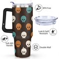 thumbnail image 3 of Happy Halloween Ghost Tumbler with Handle and Straws 40 oz Insulated Halloween Travel Cup Birthday Present for Men Dad Son Husband Gifts for Him/Her Coffee Mugs, 3 of 7