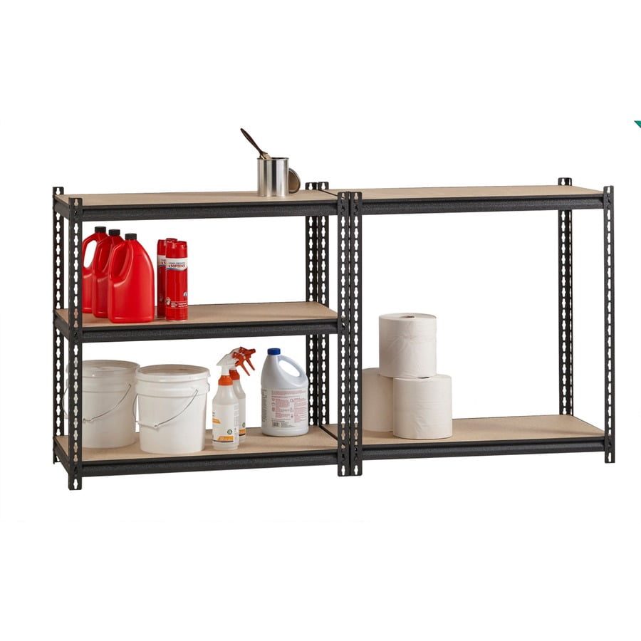 Lorell 2,300 Lb Capacity Riveted Steel Shelving - 72" Height X 36" Width X 18" Depth - 30% Recycled - Black - Steel, Particleboard - 1 Each