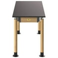 thumbnail image 4 of National Public Seating PSLT2460AH-OK-BC 24 x 60 in. Height Adjustable Science Lab Table with Book Compartments, Phenolic Top & Oak Legs - Black, 4 of 5