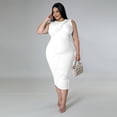 thumbnail image 2 of AURA Women Plus Size Sleeveless Bodycon Dress High Waist Midi Casual Elegant Summer Dress, 2 of 7