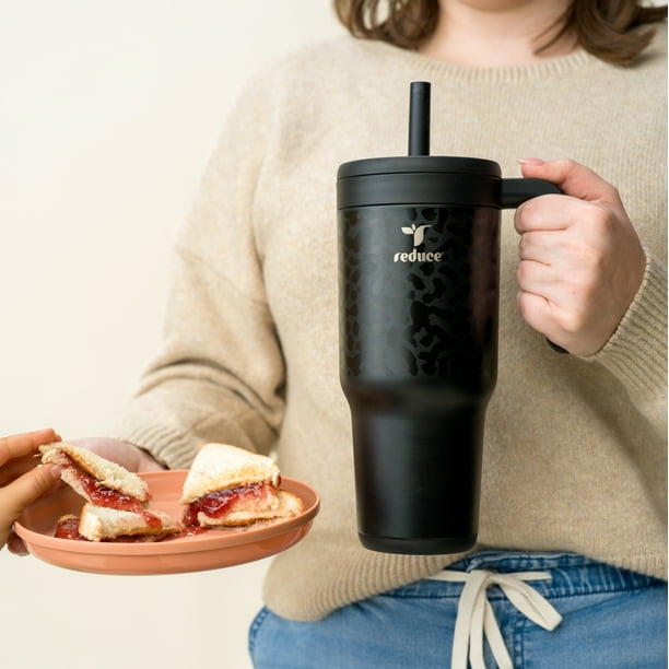 Reduce Chiller 34oz Spill-Proof Tumbler with Handle, Black Cheetah