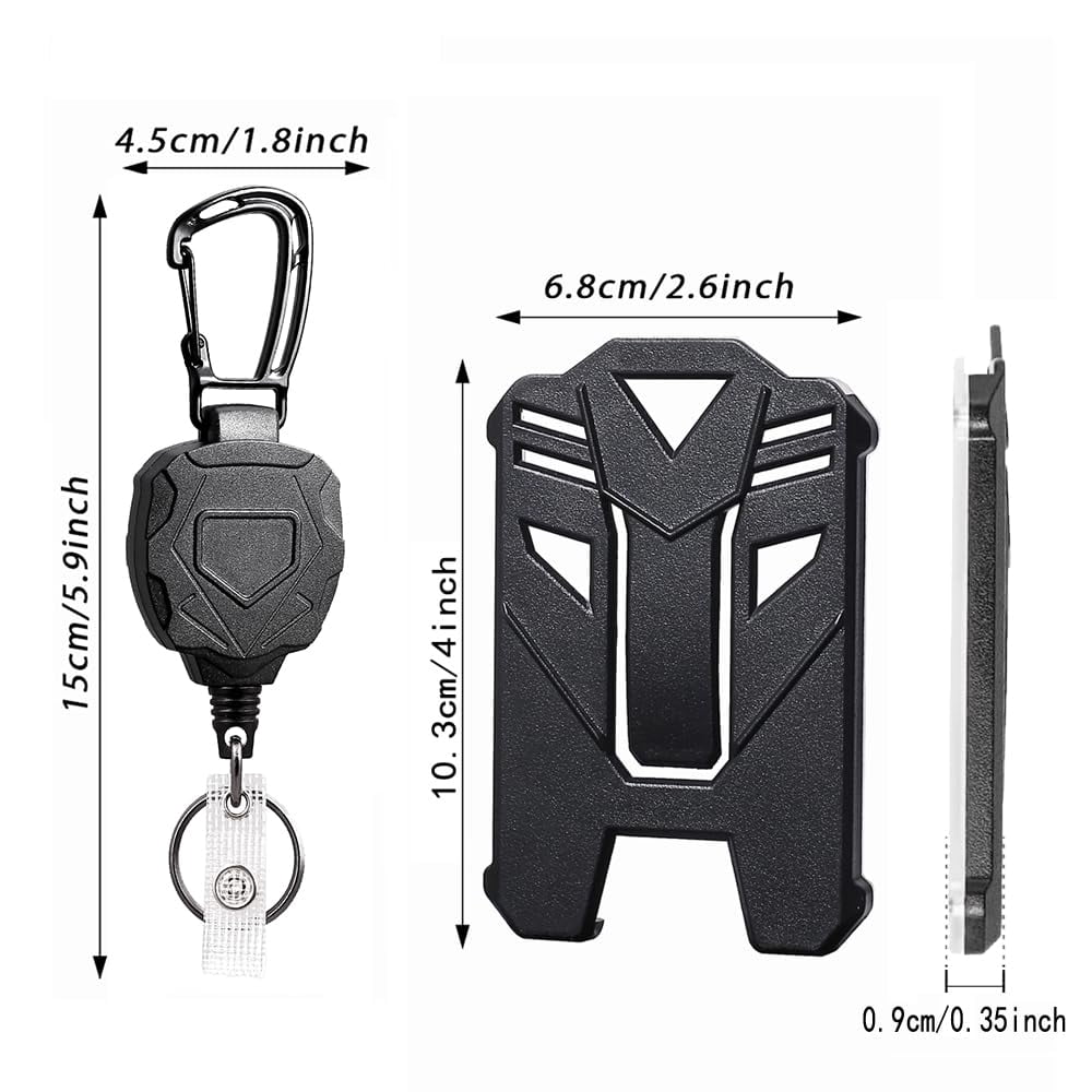 Badge Holder Retractable Clip, Heavy Duty Carabiner Badge Reel Keychain with Lanyard for ID Cards, Tactical ID Holder