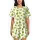 thumbnail image 1 of Fotbe Green Frog Conjunto de Pijama Estampado para Mujer, 2 Piezas, Ropa de Dormir con Camiseta de Manga Corta y Shorts Suaves-Large, 1 of 6