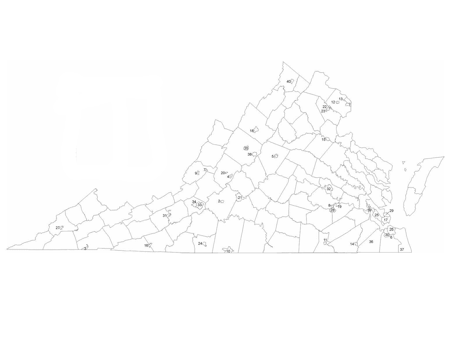 blank-virginia-county-map-20-inch-by-30-inch-laminated-poster-with