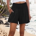 thumbnail image 2 of Aayomet Shorts de Week-End pour Femmes, Taille Confortable, Détails de Plage (Noir, TTTG), 2 of 5