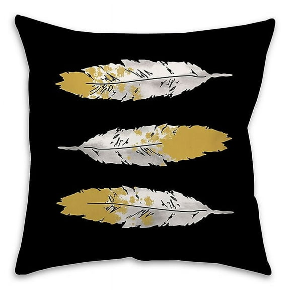 Creative Products Black And Gold Feathers Spun Polyester Throw Pillow - 16x16