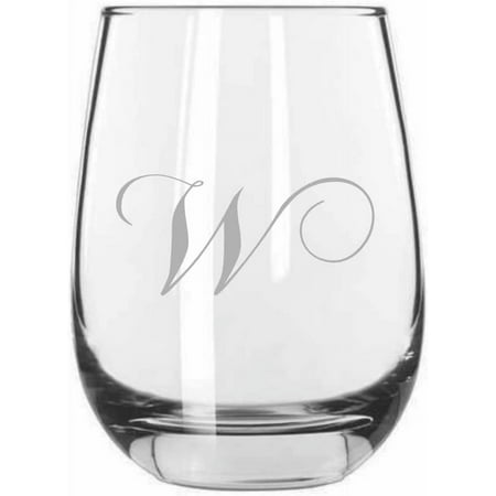 

W Chopin Monogrammed Etched 15.25oz Libbey Stemless Wine Glass