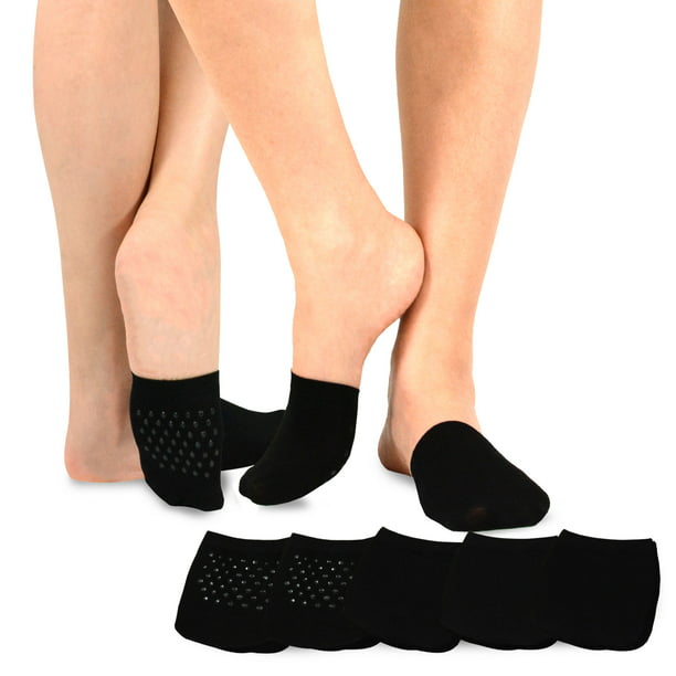 TeeHee Womens Seamless Toe Topper Liner Socks 5-Pack with Non-Skid ...