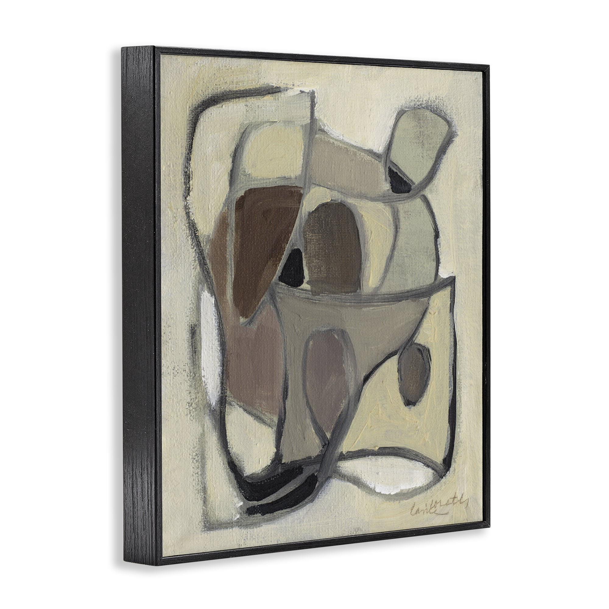 Stupell Industries Rustic Curved Shapes Abstract Black Framed Giclee Art, design by Lanie Loreth