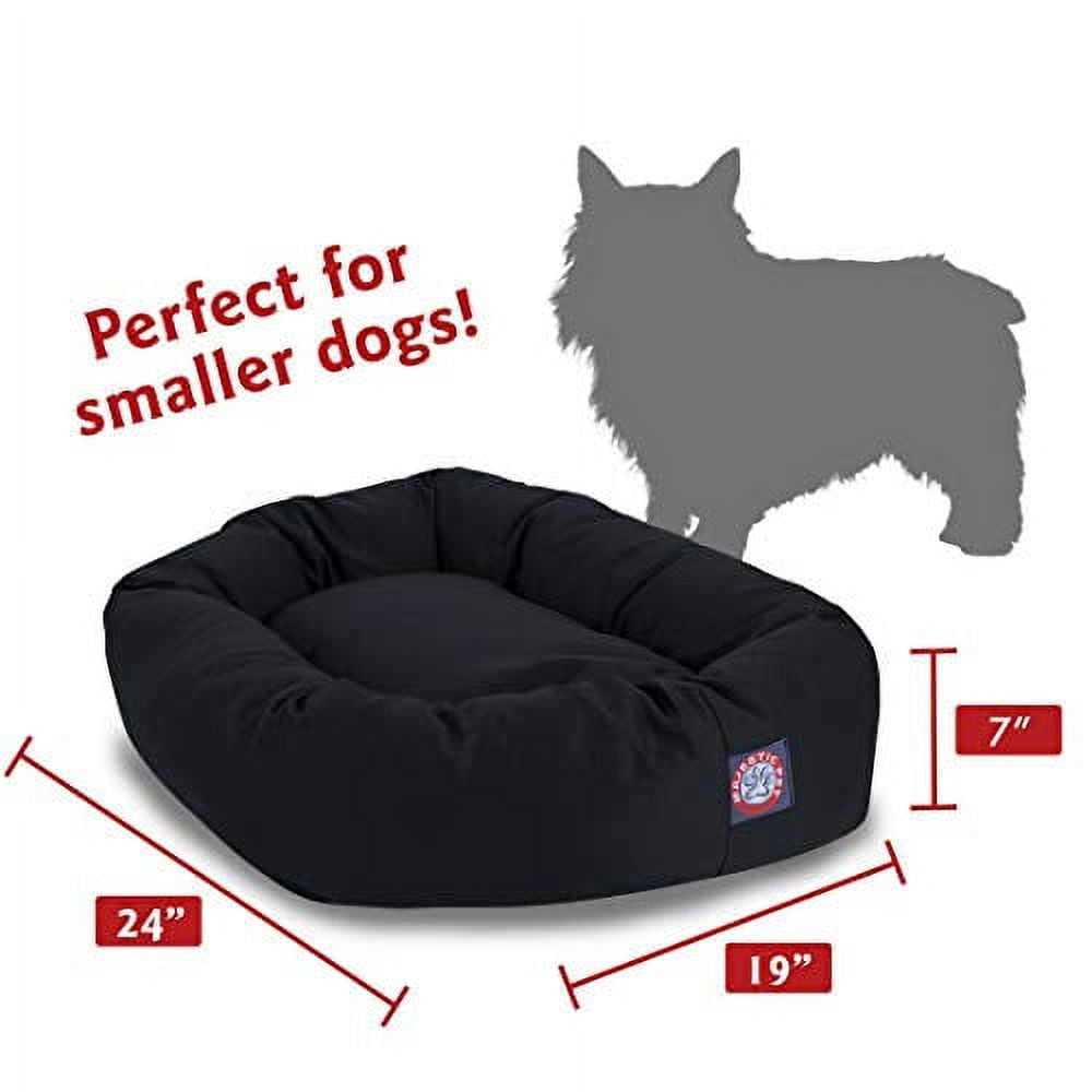 Majestic Pet Poly/Cotton Bagel Pet Bed for Dogs, Calming Dog Bed Washable, Small, Black