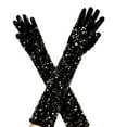 thumbnail image 3 of Women's Sparkling Sequin Gloves Long Velvet Arm Sleeves Elegant Evening Gloves for Prom and Wedding, 3 of 5