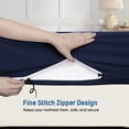 thumbnail image 3 of 1-Piece Fitted Sheet Zippered Closure for Olympic Queen Size (66" x 80") ,100% Microfiber, 15" Deep Pocket, Navy Blue Solid Pattern, 3 of 6