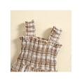 thumbnail image 5 of Summer Baby Girls Romper, Infant Sweet Style Plaid Pattern Lace Ruched Sleeveless Suspender Jumpsuit + Headwear, 5 of 9