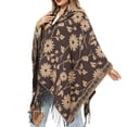 thumbnail image 4 of Xfvqtps Womens Hooded Cape Tassel Hem Pullover Large Size Flower Print Irregular Hem Fashion Casual Warm Fall and Winter Cloak Coffee, 4 of 8