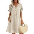 thumbnail image 5 of Duoif Womens Cotton Shirt Dress Summer Casual Short Sleeve Button down Shirt Dresses for Women 2026 Beach Cover up Shirts with Pockets, Khaki, S, 5 of 5