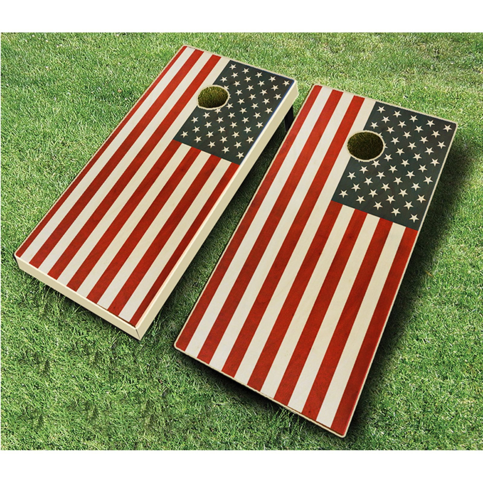 AJJ Cornhole Stained TwoTone American Flag Tournament Cornhole Set
