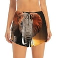thumbnail image 2 of Picia Elephant Sunset in Kenya Pattern Women's 2 in 1 Athletic Running Shorts High Waisted Workout Casual Gym Sweat Shorts with Comfy Liner Zipper Pockets-Medium, 2 of 9