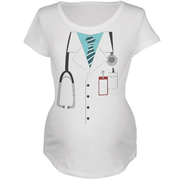 Halloween Doctor Costume White Maternity Soft T-Shirt - 2X-Large