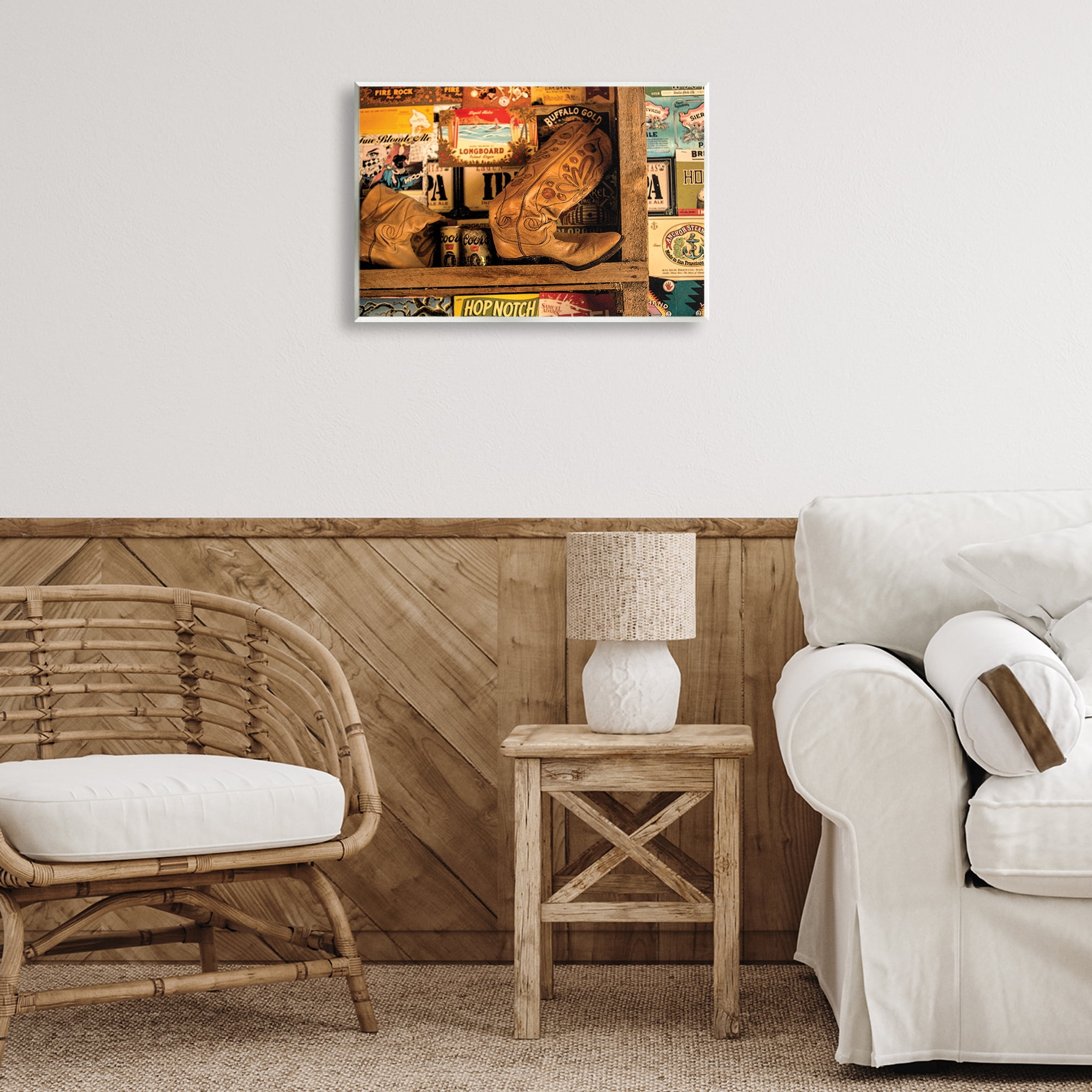 Stupell Industries Western Boots on Shelf Beauty & Fashion Painting Unframed Art Print Wall Art, 19 x 13