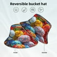 thumbnail image 5 of Gaeub Colorful Hand Painted Easter Eggs Printed Double Sided Reflective Bucket Hat Foldable Sun Hat for Camping Hiking Fishing, 5 of 9