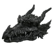Pacific Giftware 27 Inch Large Dragon Skeleton Skull Mystical Statue Figurine Horned Dragon (Black)