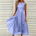 thumbnail image 3 of Bigersell Long Dresses for Women Summer Round Neck Sleeveless Wedding Guest Dress Ruffle Pleated A-Line Dresses Asymmetrical Dress Style B-20 Mesh Waist Evening Party Cocktail Dresses Purple-T, 3 of 6