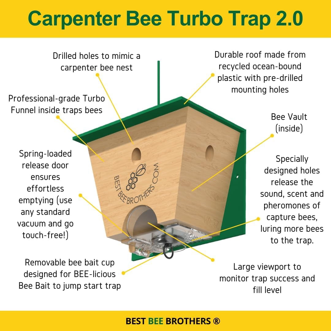 2-pack Best Bee Brothers Turbo Trap 2.0 - Professional Grade Carpenter Bee Trap, Bee Vault - 2 Pack — Residential Use, Standard Application