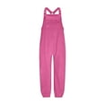 thumbnail image 5 of QSAWXQZ Women's Fleece Lined Overalls Adjustable Strap Solid Pants Jumpsuit with Zipper Pockets Hot Pink M, 5 of 5