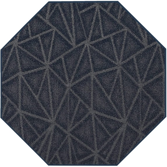 Indoor Outdoor custom size area rugs made in USA pattern Geometrical comes in Ten colors and Nine shapes rectangular,round,square,runners,oval,hexagon,octagon,half round - Navy, 11' Octagon Area Rugs
