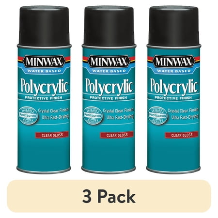 (3 pack) Minwax Polycrylic Protective Finish, Clear Gloss, Clear, 11.5 oz