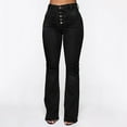 thumbnail image 5 of LWavelet Womens Button Front Flared Jeans High Waisted Daily Casual Denim Pants Black XL, 5 of 7