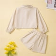 thumbnail image 5 of MHZLDYZ Size 6 Girls Clothes Child Kid Girl Coat Clothes Sets Baby Girls Clothing Suit Solid Long Sleeve Buttons Top Shorts 2Pcs Outfits Outfits for Girls Girls Outfits Size 6 (A,110), 5 of 6