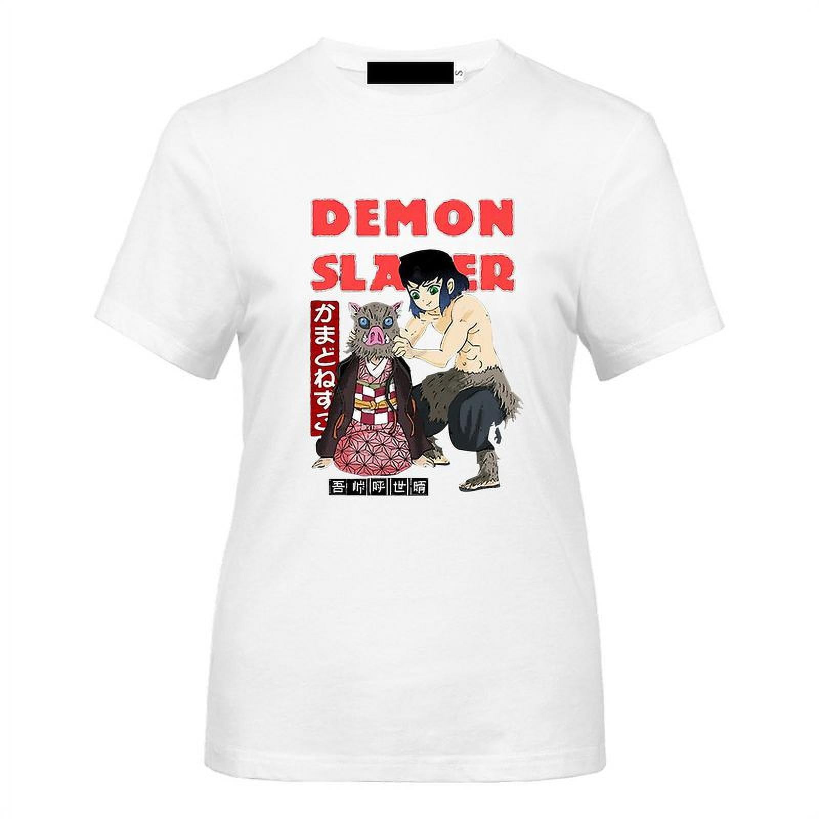 Taicanon 3D Design Demon Slayer T-Shirt Cotton Fashion Anime Short Sleeve  Women's T-shirt(White-XL) - Walmart.com