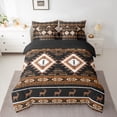 thumbnail image 2 of Feelyou Retro Hippie Aztec Twin Bedding Sets 7-Piece for Men, Black Brown Stripe Triangle Bedding Comforter Set, Wildlife Deer Moose Reversible Sheet Sets, Luxury Bedroom Decor, 2 of 7