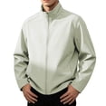 thumbnail image 2 of Fall Jackets for Men Windbreaker Stand Up Collar Full Zipper Solid Color Fashion Casual Outerwear with Pockets White XXL, 2 of 7