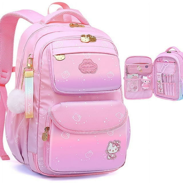 Sanrios Hellokitty Sac d'École Dessin Animé Fraise Kitty Sac à Dos Étanche Anti-Perte