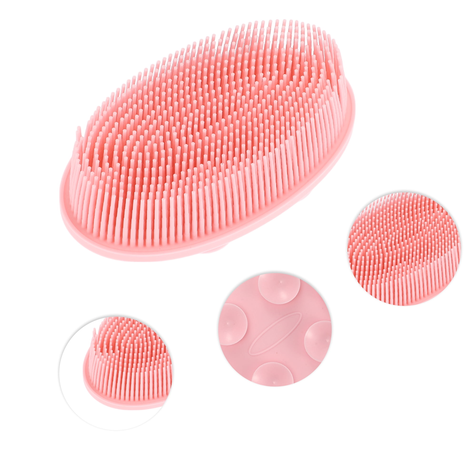 Unique Bargains Bath Brush Oval Back Scrubber for Shower Pink