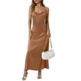 thumbnail image 1 of RXMEKW Robe Maxi en Satin pour Femmes avec Col Bénitier et Bretelles Spaghetti, Robe de Soirée Ajustée Unie pour Invitée de Mariage et Cocktail, 1 of 7