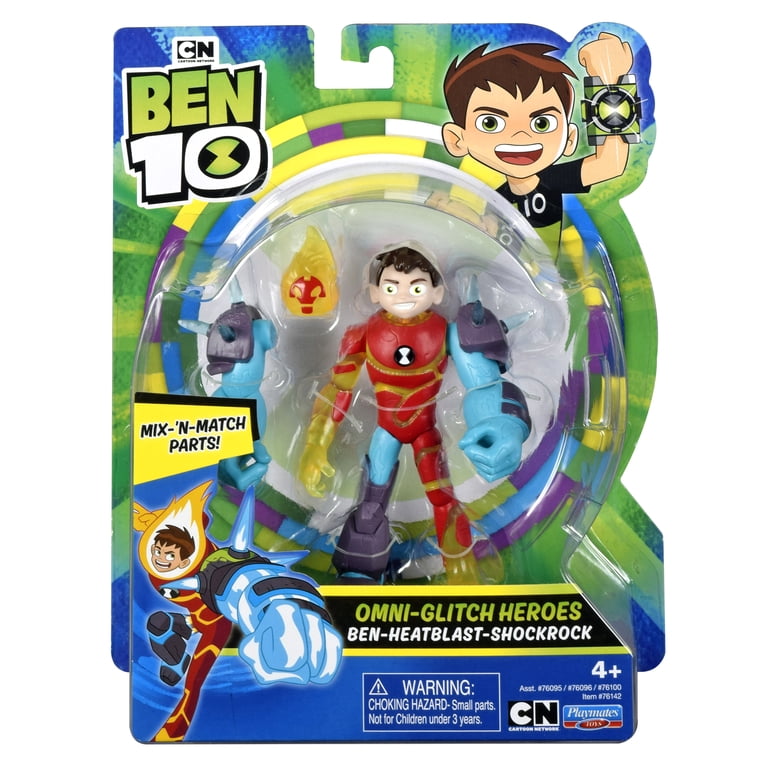 Free Shipping! Omni-Glitch Heroes: Ben-Heatblast-Shock Rock