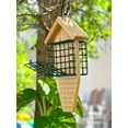 Double Suet Cage Cedar Wood Feeder with Grooved Tail Prop, Wooden