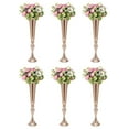 thumbnail image 4 of 6Pcs Gold Versatile Vase Metal Wedding Centerpieces 22.2" Height Iron Road Guide Set Metal Trumpet Vases, 4 of 11