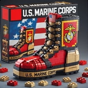 US Marine Corps Boot Building Blocks Set,Military Themed Collectible Bricks,Display Model for Adults Veterans